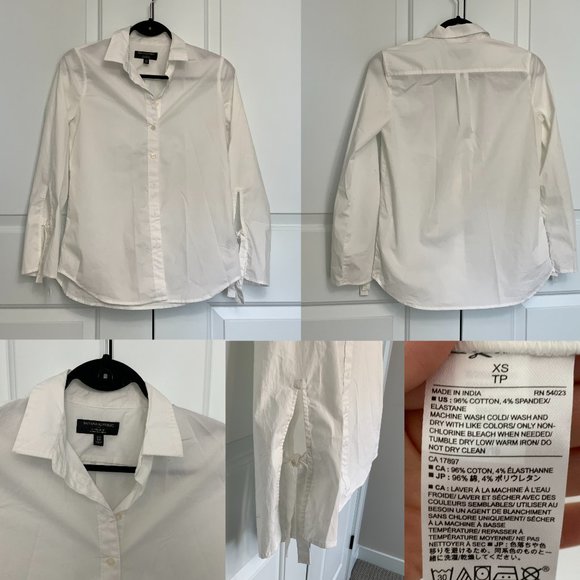 Banana Republic White Button Down with Tie Sleeves - Picture 1 of 6